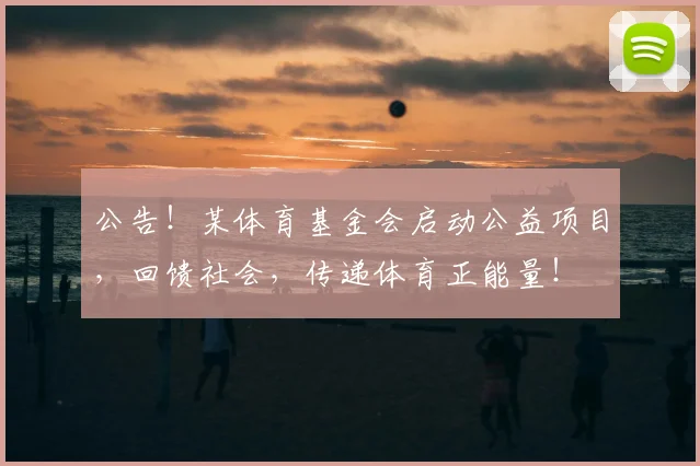 公告！某体育基金会启动公益项目，回馈社会，传递体育正能量！